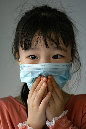 春季流感戴口罩感冒医疗摄影图