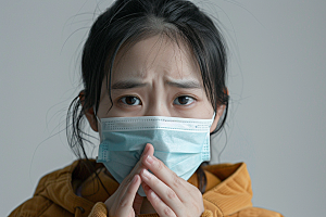 春季流感戴口罩传播人物摄影图