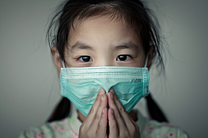 春季流感戴口罩感冒医学摄影图