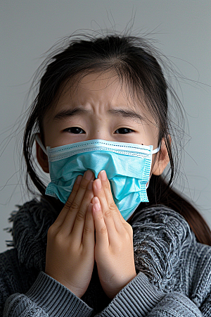 春季流感戴口罩流行病发烧摄影图