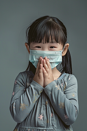 春季流感戴口罩肖像传播摄影图