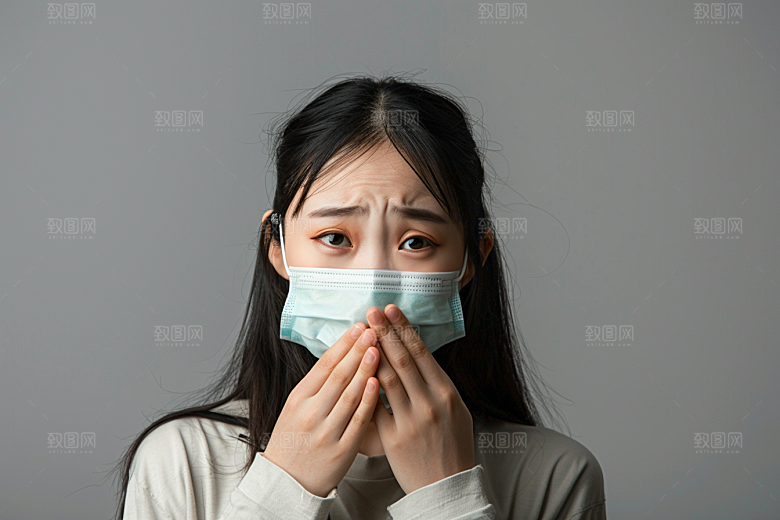 春季流感戴口罩预防传染高清摄影图
