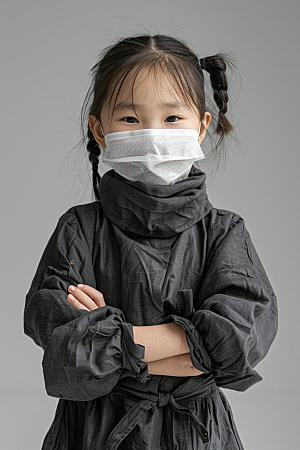 春季流感戴口罩人物病毒摄影图