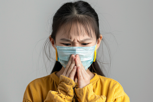 春季流感戴口罩传播预防传染摄影图