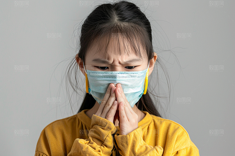 春季流感戴口罩传播预防传染摄影图