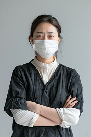 春季流感戴口罩医学预防传染摄影图