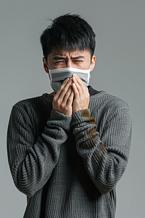 春季流感戴口罩感冒流行病摄影图