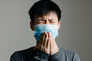 春季流感戴口罩人物医疗摄影图