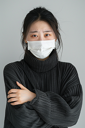 春季流感戴口罩流行病传播摄影图