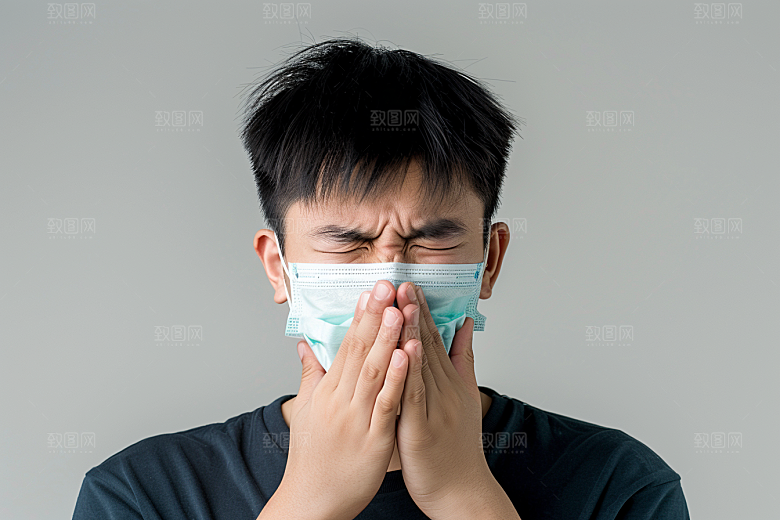 春季流感戴口罩传播预防传染摄影图