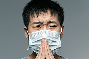 春季流感戴口罩病毒肖像摄影图