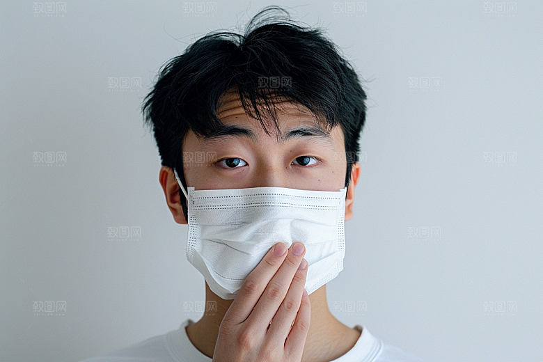 春季流感戴口罩高清病毒摄影图