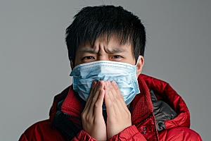 春季流感戴口罩流行病肖像摄影图