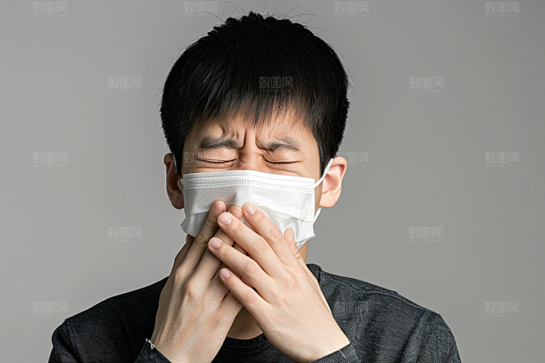 春季流感戴口罩预防传染流行病摄影图