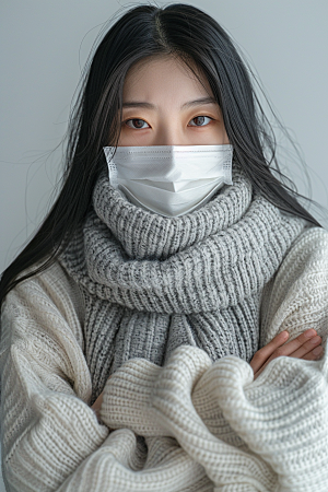 春季流感戴口罩病毒高清摄影图