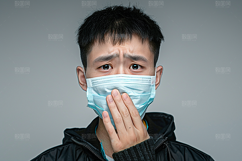 春季流感戴口罩人物预防传染摄影图