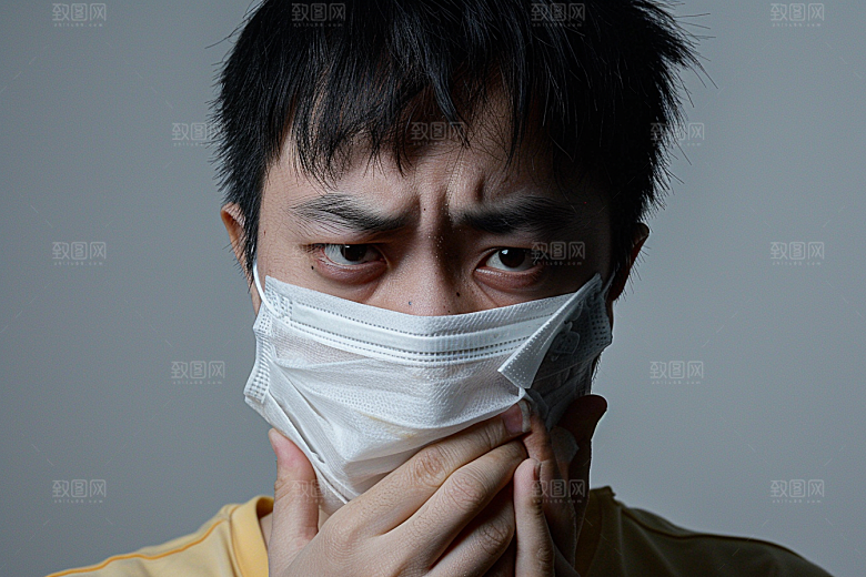 春季流感戴口罩医疗肖像摄影图