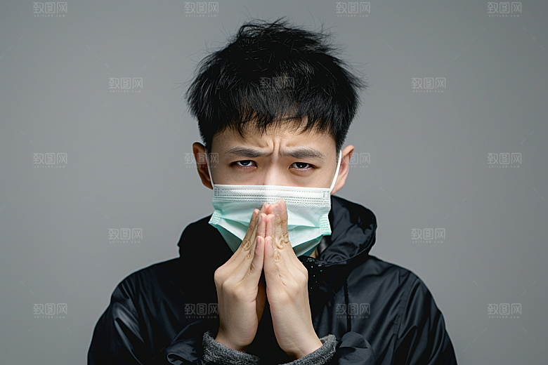 春季流感戴口罩医学病毒摄影图