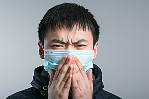 春季流感戴口罩医疗预防传染摄影图