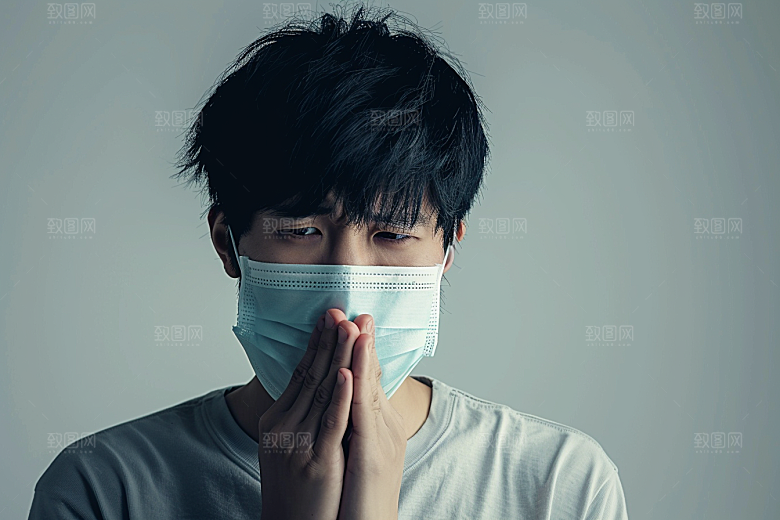 春季流感戴口罩预防传染医疗摄影图