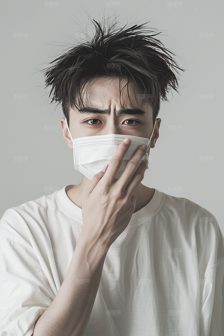 春季流感戴口罩传播医疗摄影图