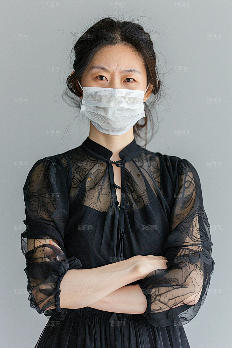 春季流感戴口罩发烧病毒摄影图