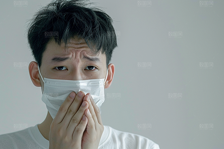 春季流感戴口罩肖像高清摄影图