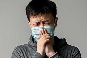 春季流感戴口罩医疗肖像摄影图