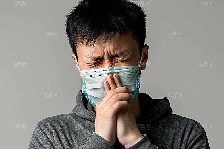 春季流感戴口罩医疗肖像摄影图