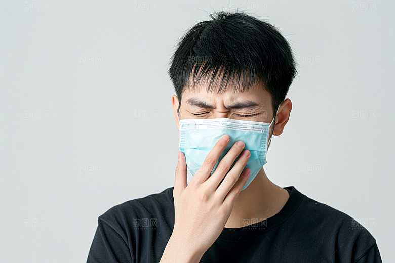 春季流感戴口罩肖像医疗摄影图