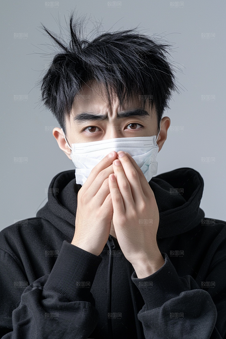春季流感戴口罩流行病预防传染摄影图