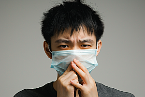 春季流感戴口罩医疗肖像摄影图