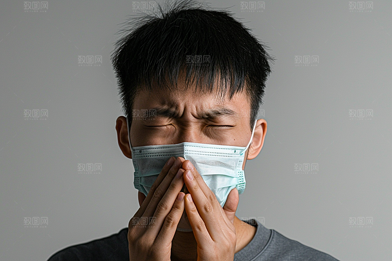 春季流感戴口罩传播预防传染摄影图