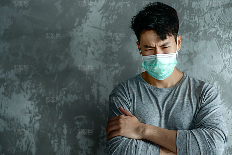 春季流感戴口罩高清肖像摄影图