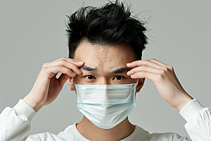 春季流感戴口罩高清肖像摄影图