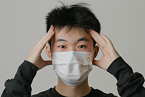 春季流感戴口罩高清病毒摄影图