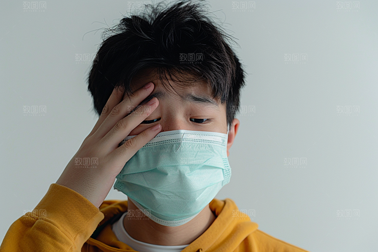 春季流感戴口罩传播肖像摄影图