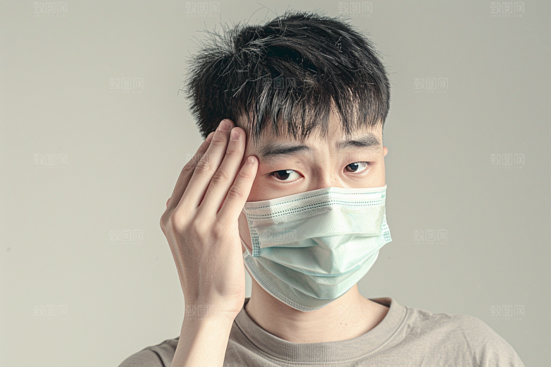 春季流感戴口罩预防传染医疗摄影图