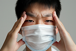 春季流感戴口罩传播预防传染摄影图