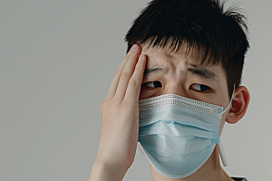 春季流感戴口罩预防传染人物摄影图