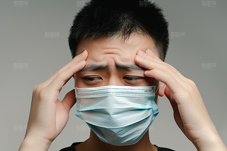 春季流感戴口罩传播预防传染摄影图