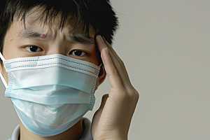 春季流感戴口罩医疗感冒摄影图