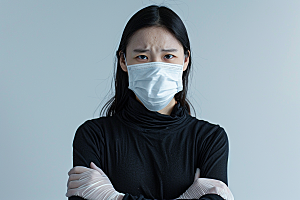 春季流感戴口罩病毒高清摄影图