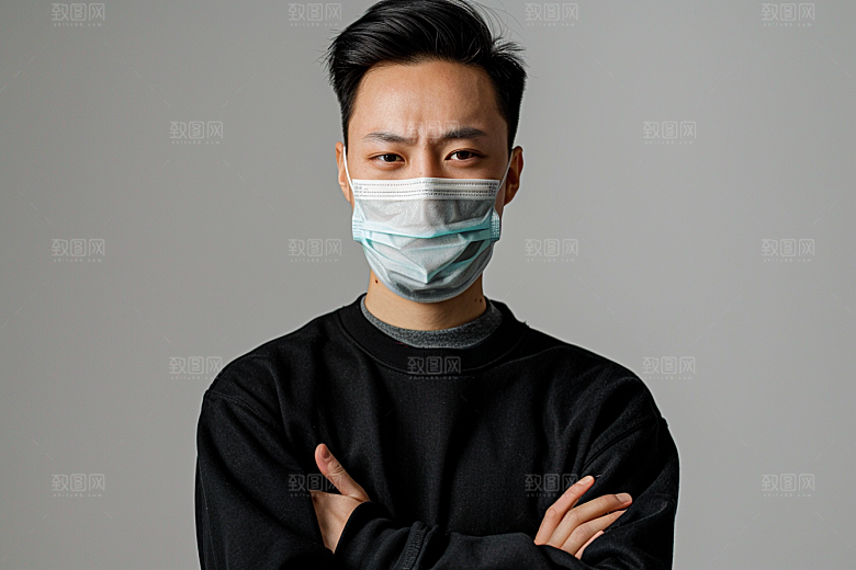 春季流感戴口罩预防传染病毒摄影图