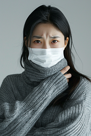 春季流感戴口罩肖像流行病摄影图