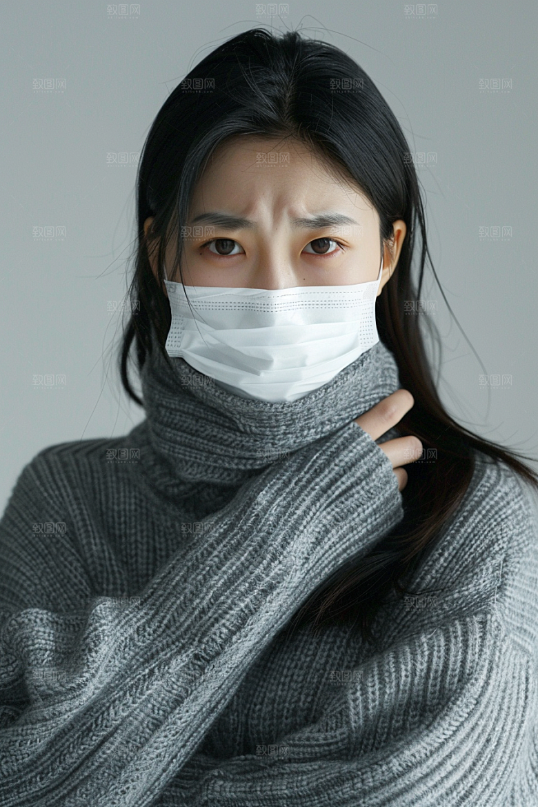 春季流感戴口罩肖像流行病摄影图