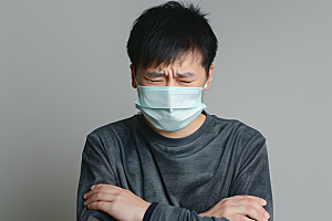 春季流感戴口罩病毒医学摄影图