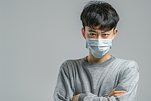 春季流感戴口罩发烧流行病摄影图