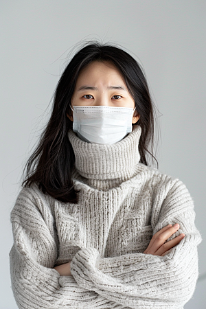 春季流感戴口罩预防传染传播摄影图