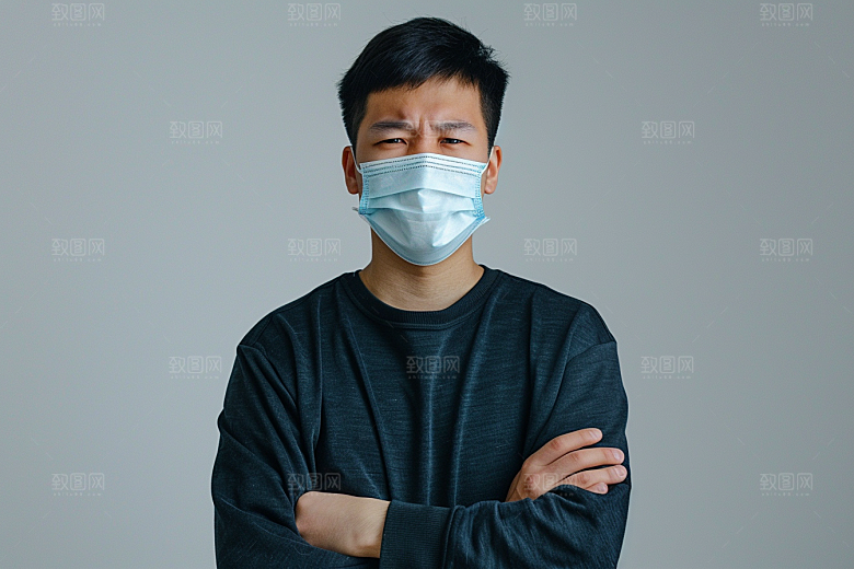 春季流感戴口罩高清人物摄影图